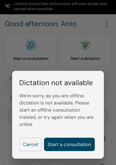 Dictation Not available