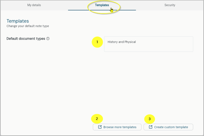 Settings - templates